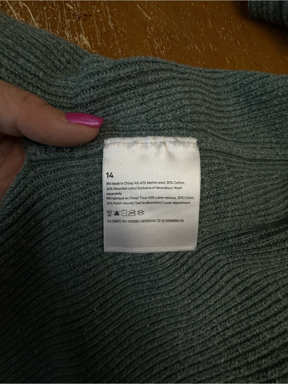 Lululemon Merino Wool-Blend Ribbed Crewneck Sweater 14 Heathered Tidewater - Picture 7 of 7